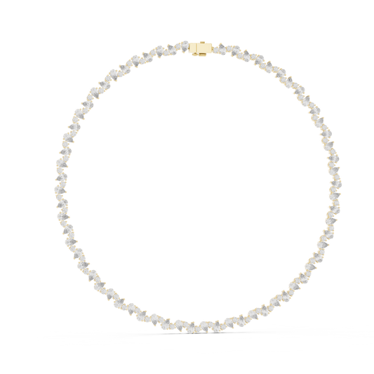 925 Silver 14CT Moissanite Riviera Tennis Necklace – 14K Gold Finish