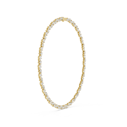 925 Silver 14CT Moissanite Riviera Tennis Necklace – 14K Gold Finish