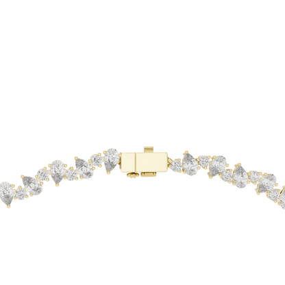 925 Silver 14CT Moissanite Riviera Tennis Necklace – 14K Gold Finish