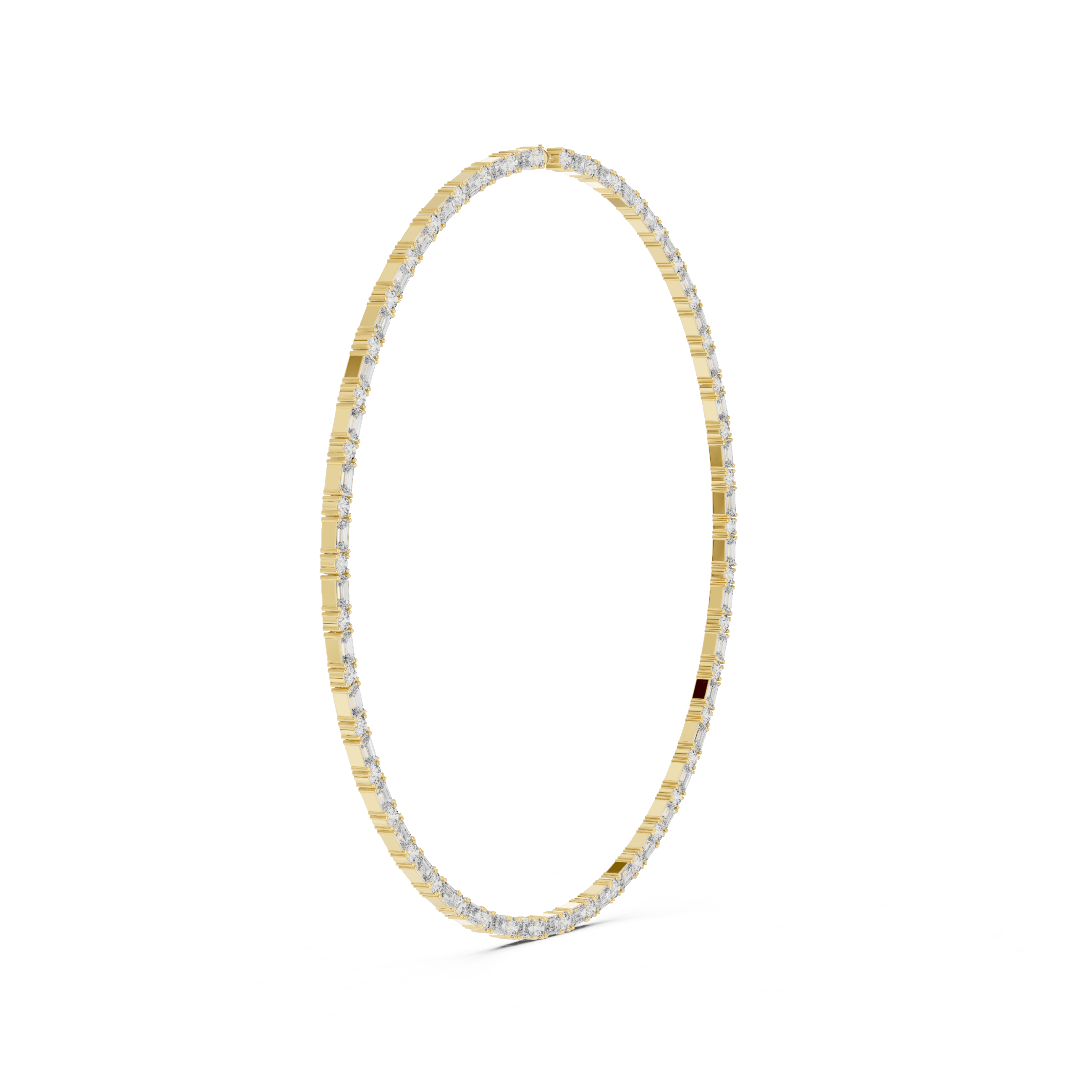 925 Silver Baguette & Round Moissanite Riviera Tennis Necklace 14k Gold Plated