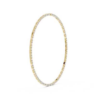 925 Silver Baguette & Round Moissanite Riviera Tennis Necklace 14k Gold Plated
