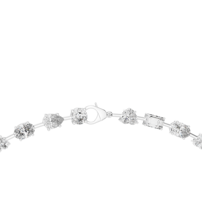 925 Sterling Silver Mixed-Cut Moissanite Station Necklace 14k Gold Plated