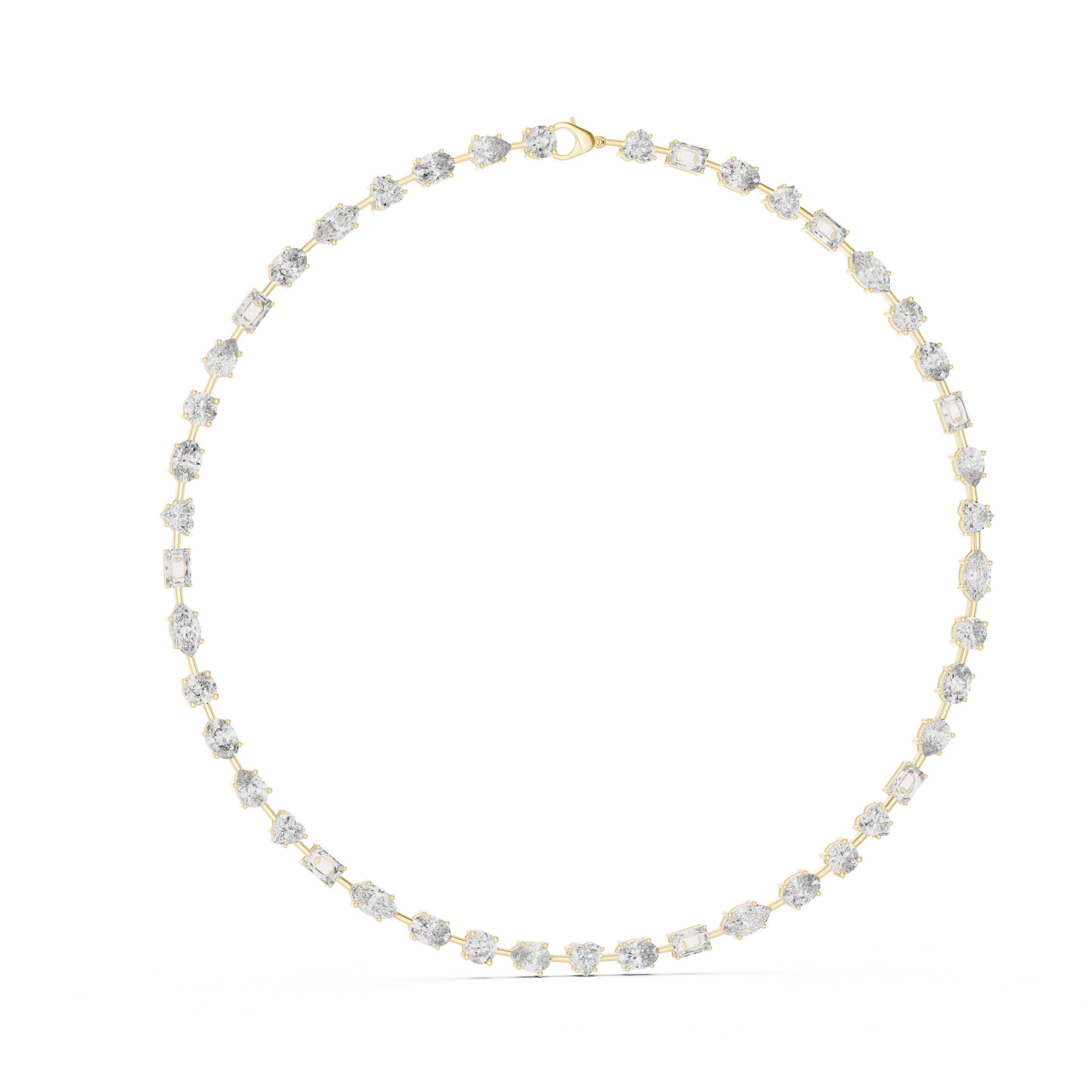925 Sterling Silver Mixed-Cut Moissanite Station Necklace 14k Gold Plated