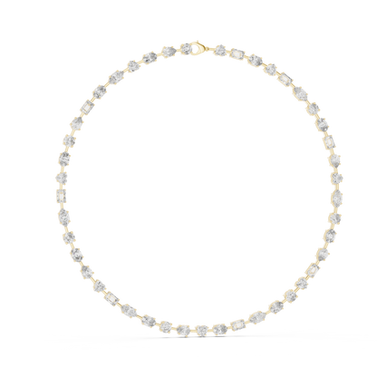 925 Sterling Silver Mixed-Cut Moissanite Station Necklace 14k Gold Plated