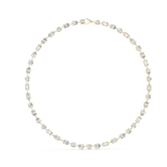 925 Sterling Silver Mixed-Cut Moissanite Station Necklace 14k Gold Plated