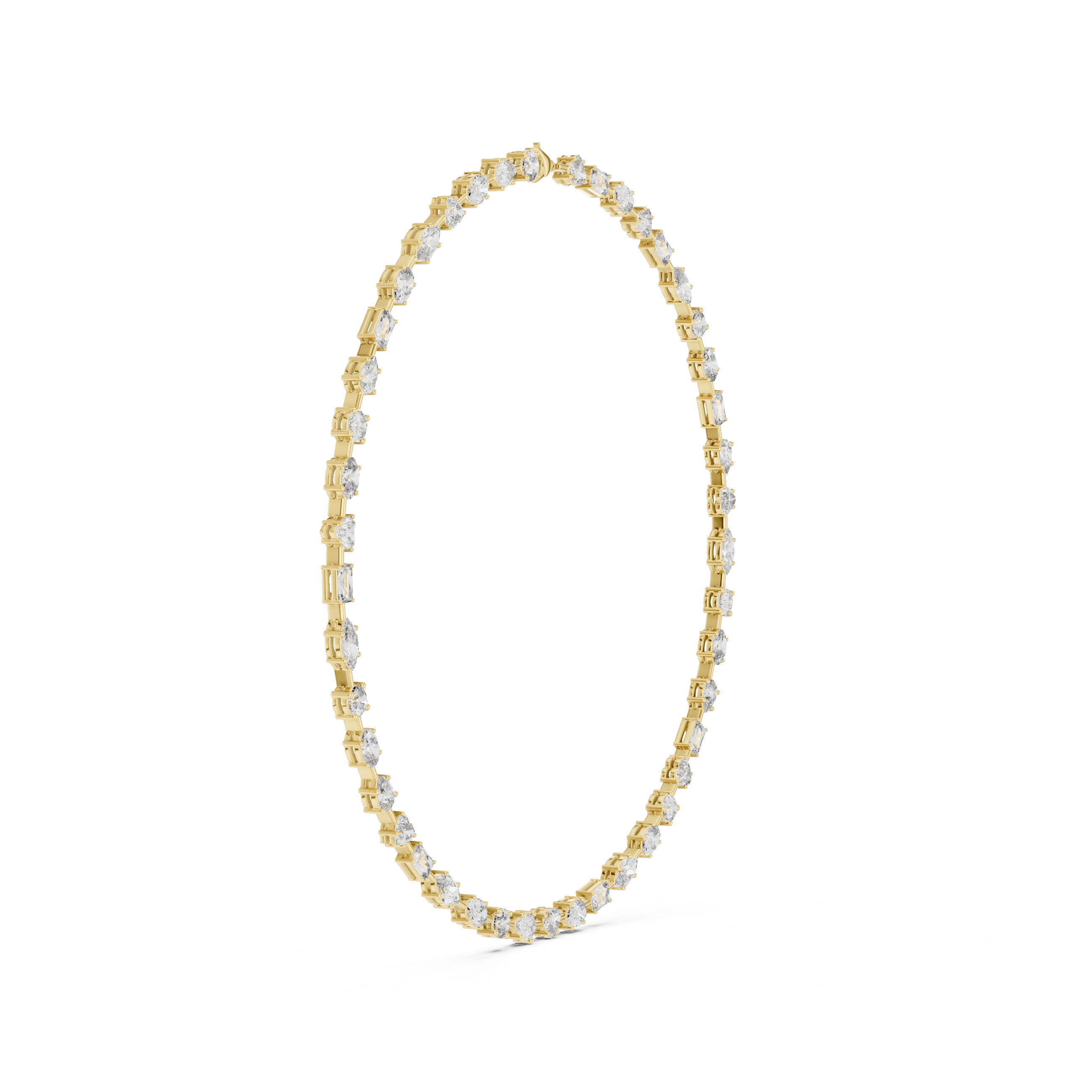 925 Sterling Silver Mixed-Cut Moissanite Station Necklace 14k Gold Plated