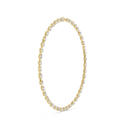 925 Sterling Silver Mixed-Cut Moissanite Station Necklace 14k Gold Plated
