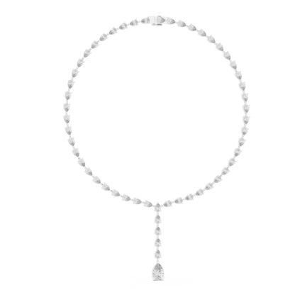 925 Silver Moissanite Lariat Drop Tennis Necklace 14k Gold Plated