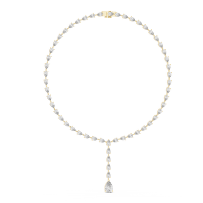 925 Silver Moissanite Lariat Drop Tennis Necklace 14k Gold Plated