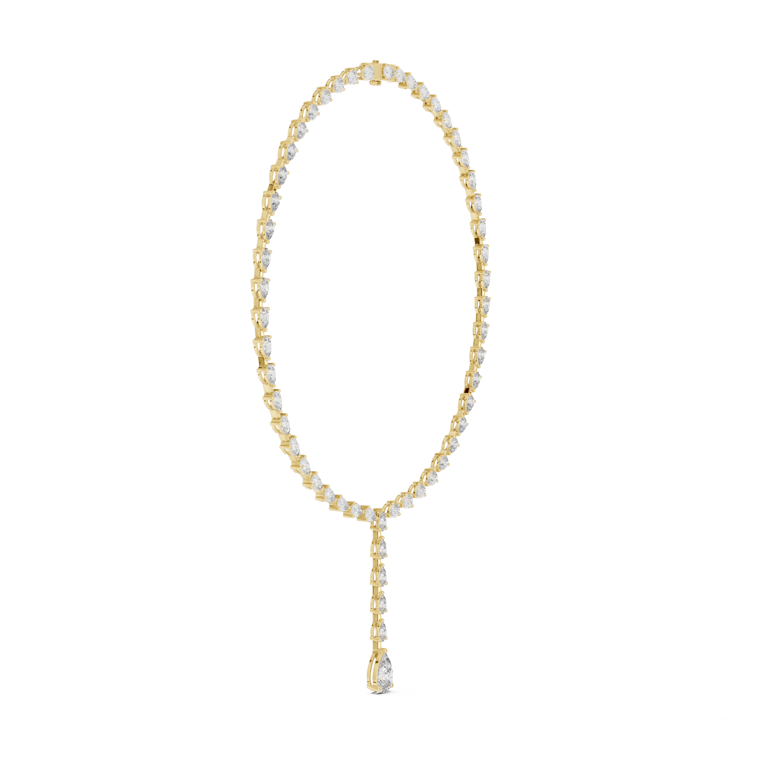 925 Silver Moissanite Lariat Drop Tennis Necklace 14k Gold Plated