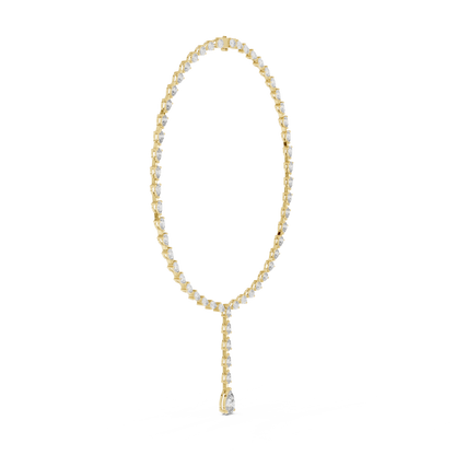 925 Silver Moissanite Lariat Drop Tennis Necklace 14k Gold Plated
