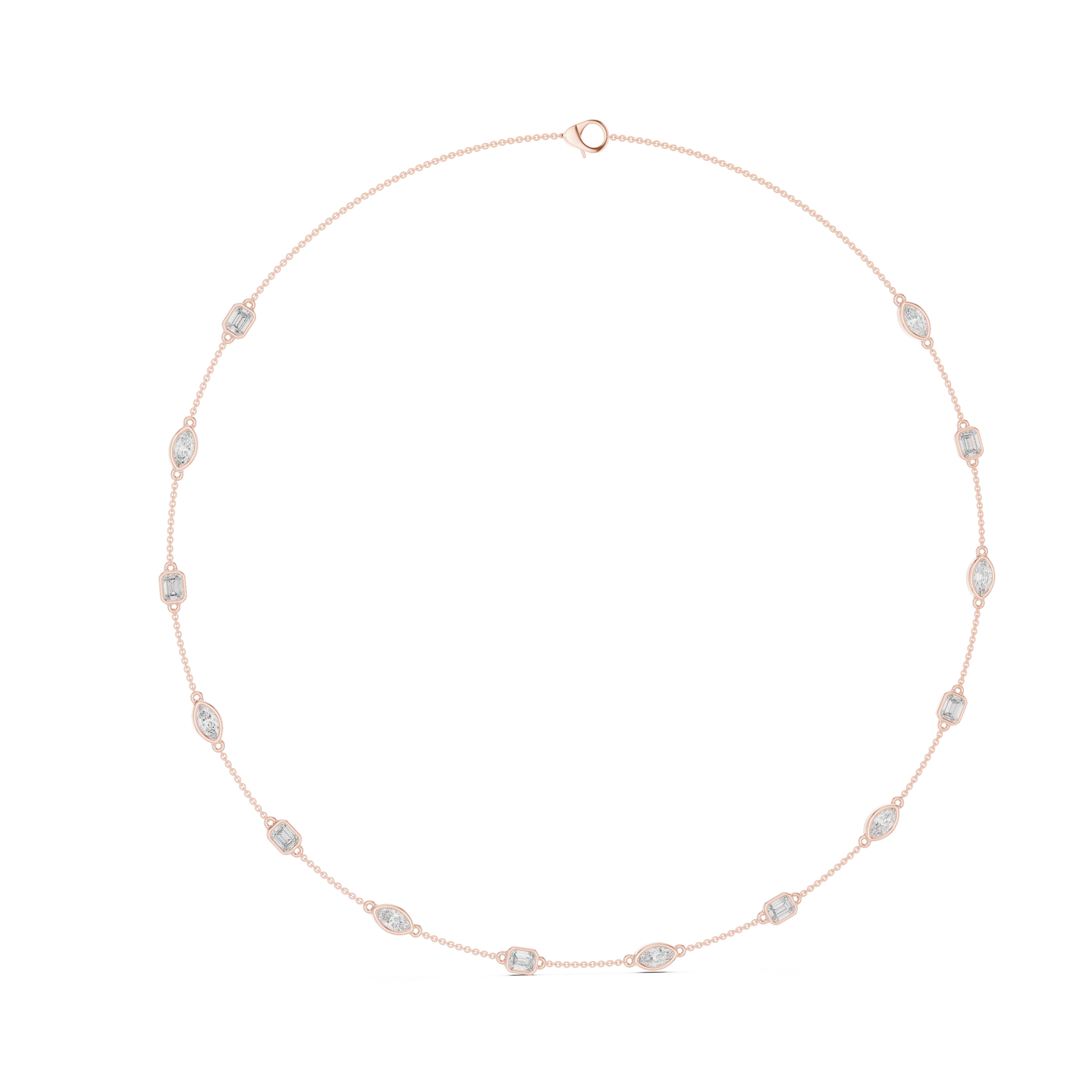 925 Silver Moissanite Station Chain Necklace 14k Gold Plated