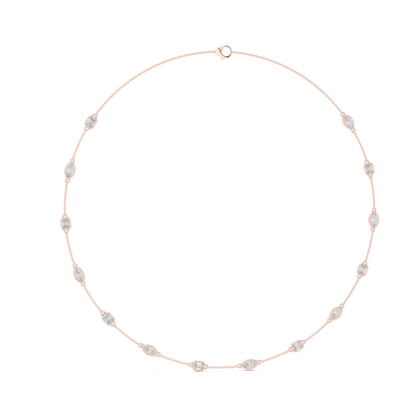 925 Silver Moissanite Station Chain Necklace 14k Gold Plated