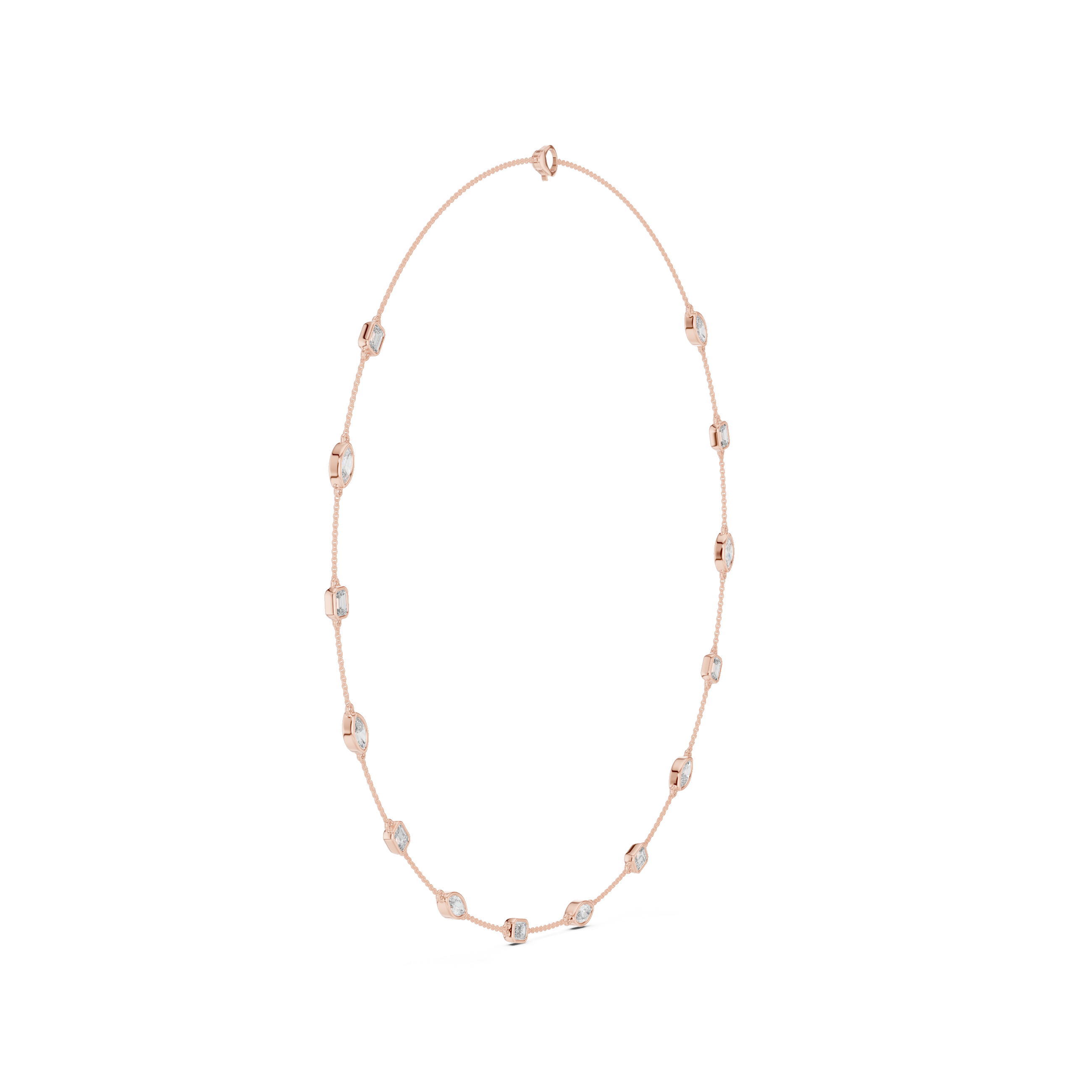 925 Silver Moissanite Station Chain Necklace 14k Gold Plated