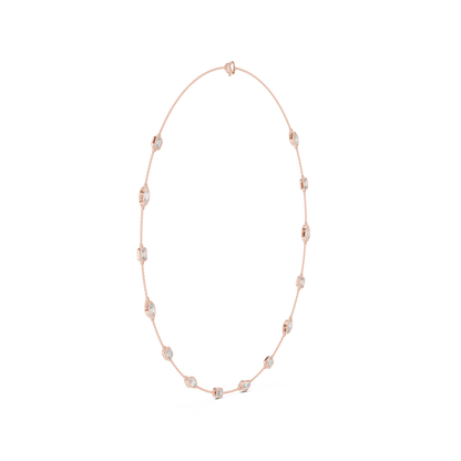 925 Silver Moissanite Station Chain Necklace 14k Gold Plated