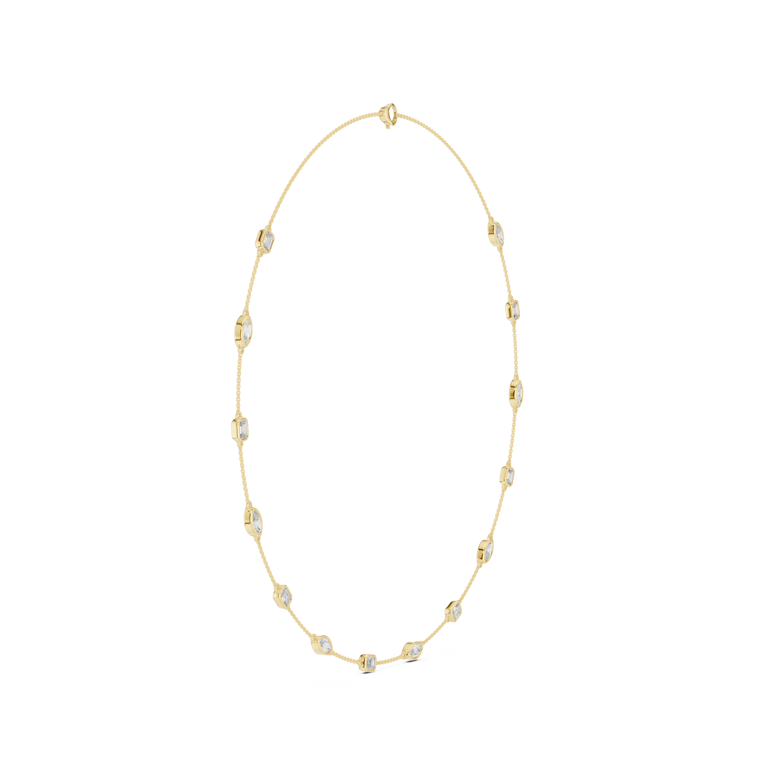 925 Silver Moissanite Station Chain Necklace 14k Gold Plated