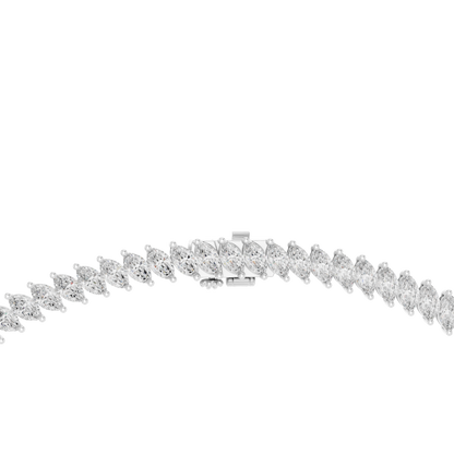 925 Silver Marquise Moissanite Tennis Necklace 14k Gold Plated