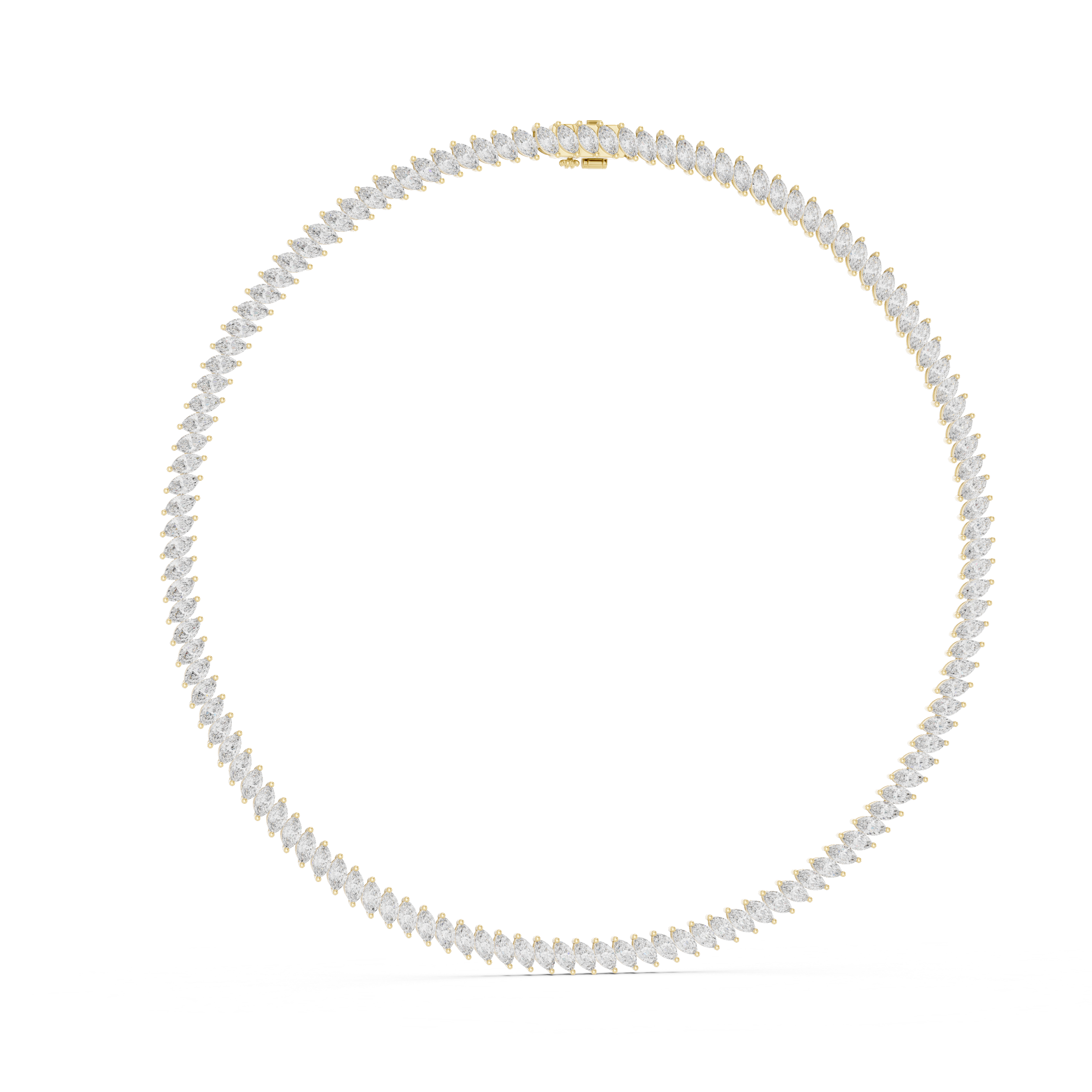 925 Silver Marquise Moissanite Tennis Necklace 14k Gold Plated