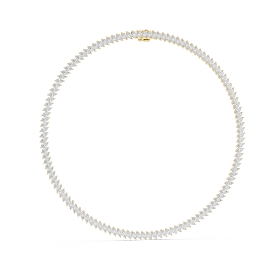 925 Silver Marquise Moissanite Tennis Necklace 14k Gold Plated