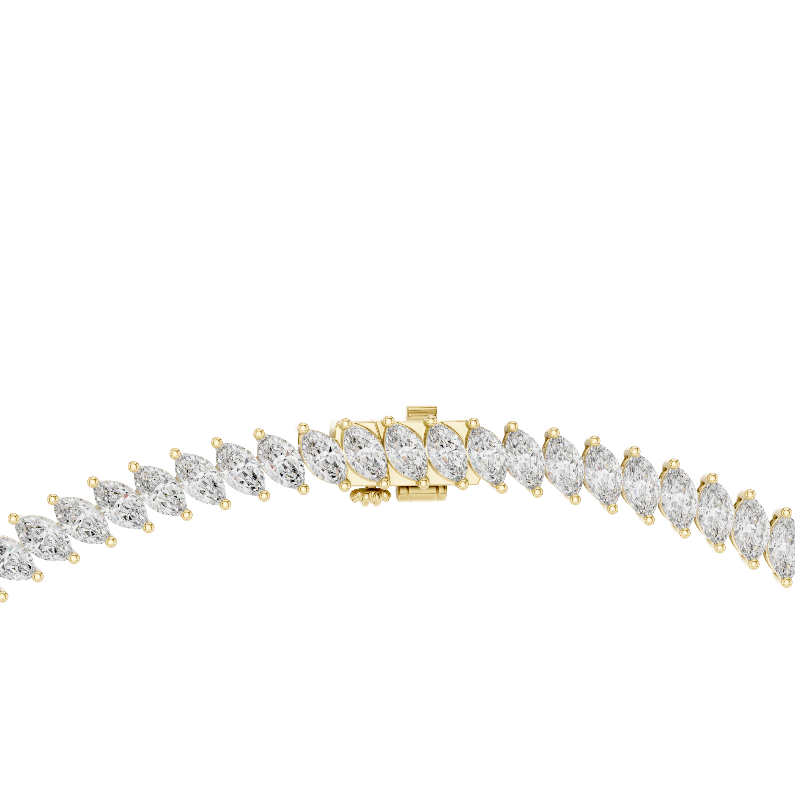 925 Silver Marquise Moissanite Tennis Necklace 14k Gold Plated