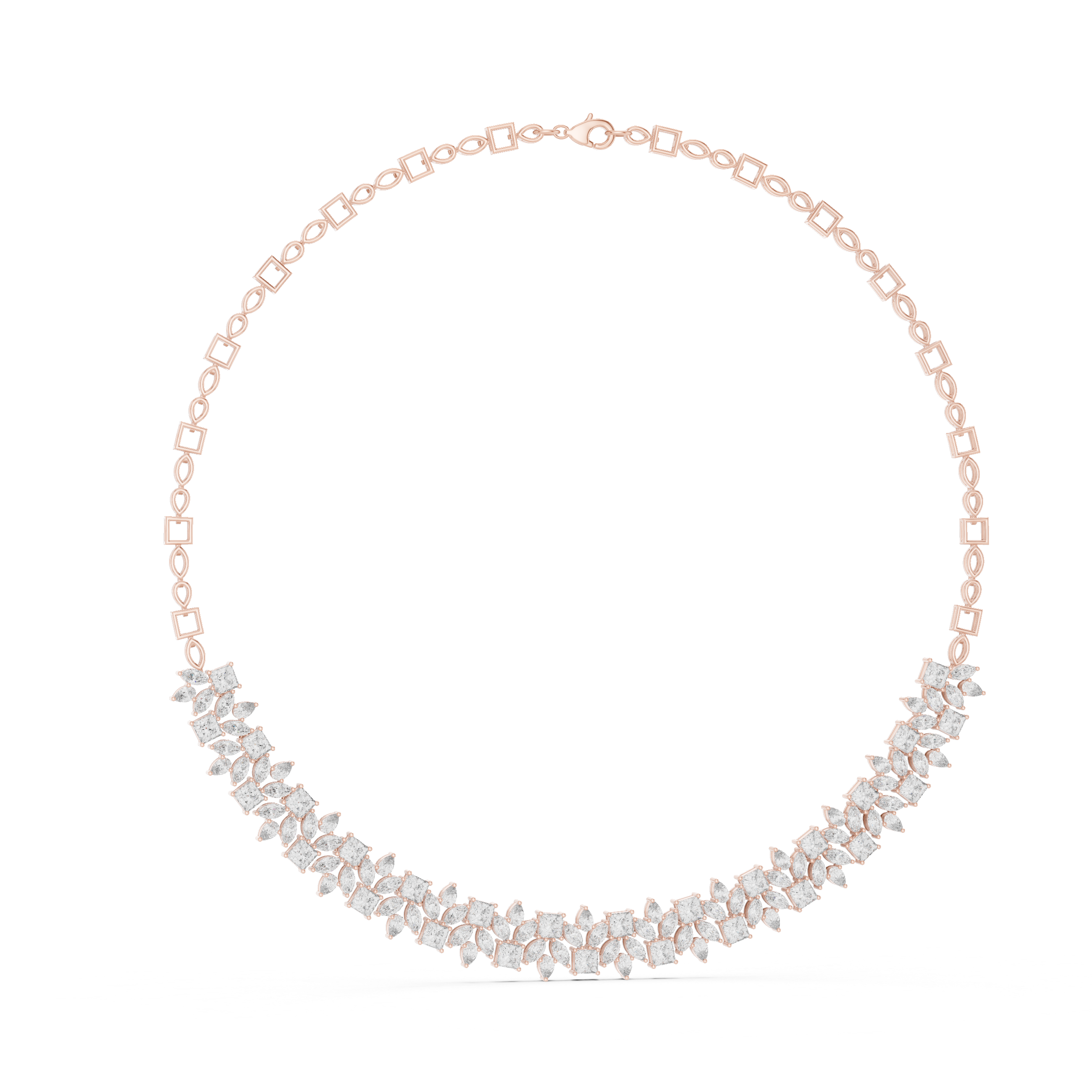 925 Silver Moissanite Geometric Chain Necklace 14k Gold Plated