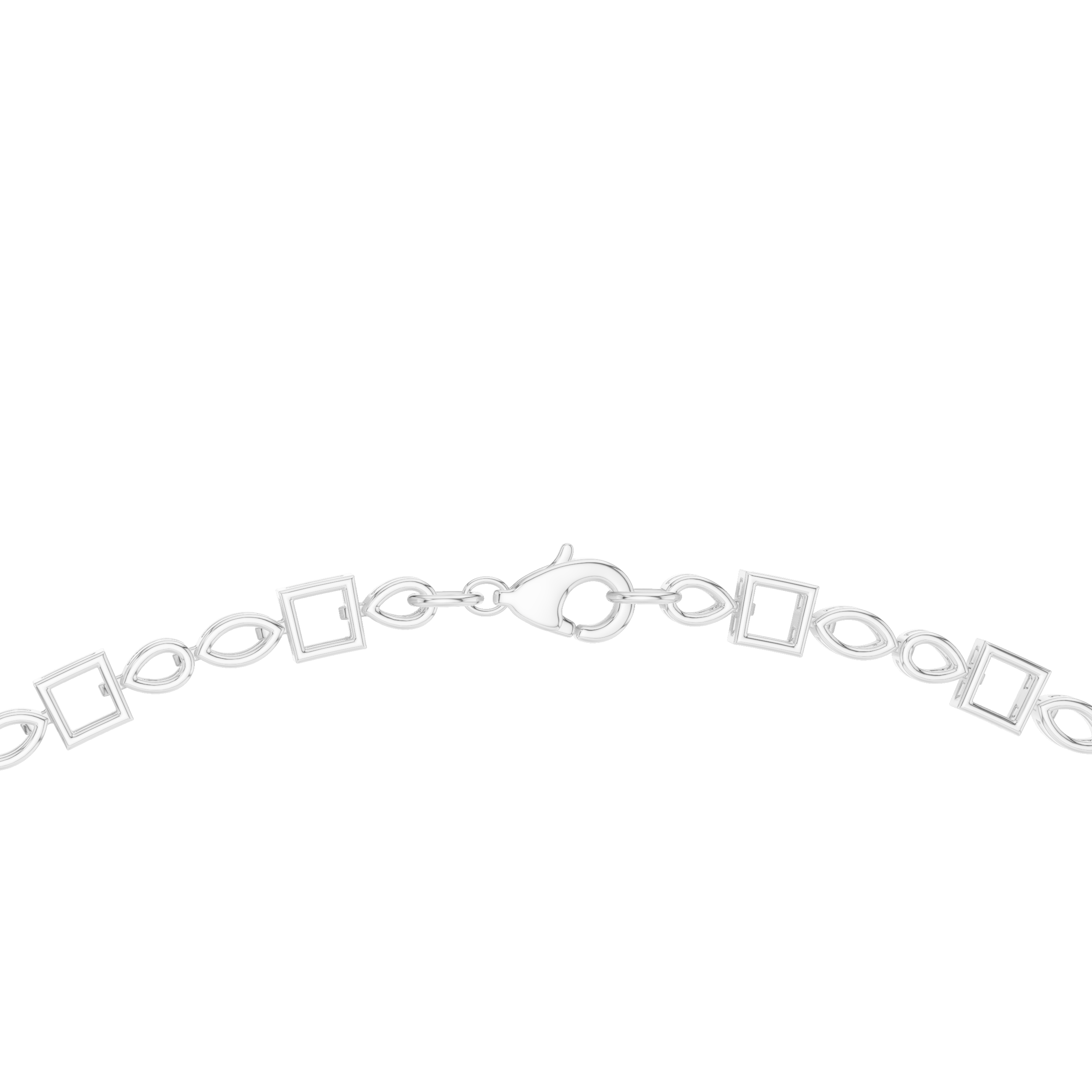 925 Silver Moissanite Geometric Chain Necklace 14k Gold Plated