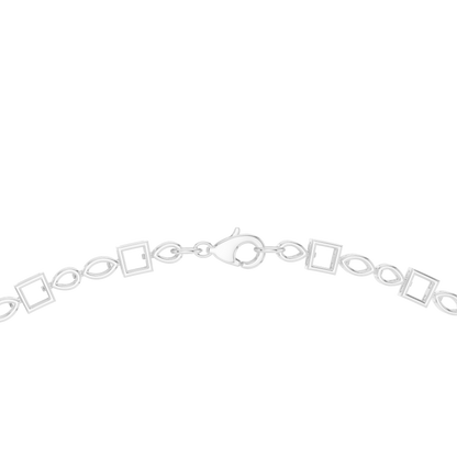 925 Silver Moissanite Geometric Chain Necklace 14k Gold Plated
