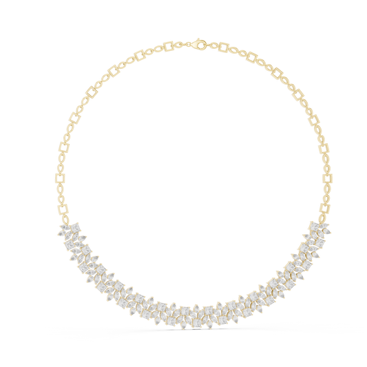925 Silver Moissanite Geometric Chain Necklace 14k Gold Plated