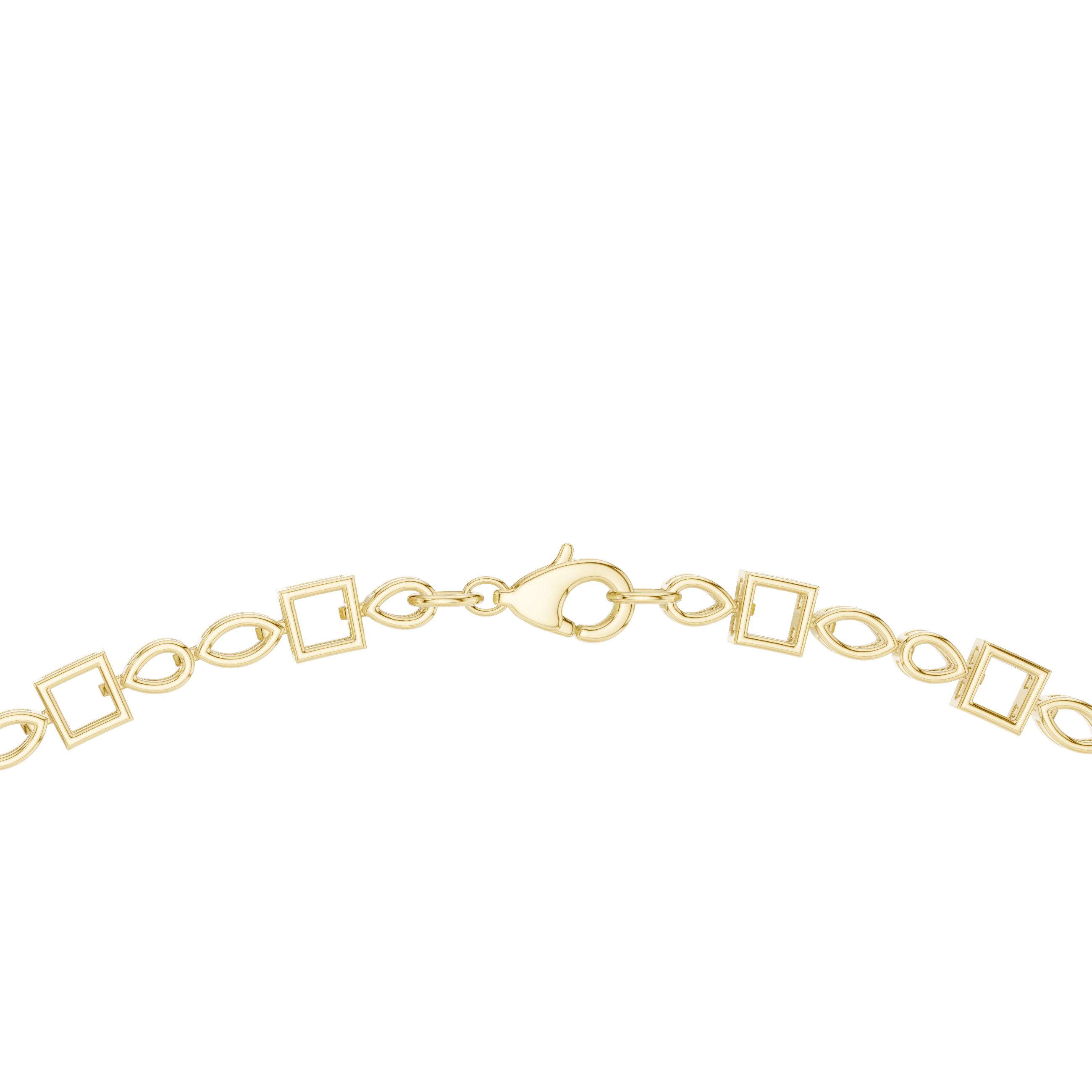 925 Silver Moissanite Geometric Chain Necklace 14k Gold Plated