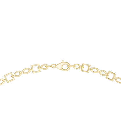 925 Silver Moissanite Geometric Chain Necklace 14k Gold Plated