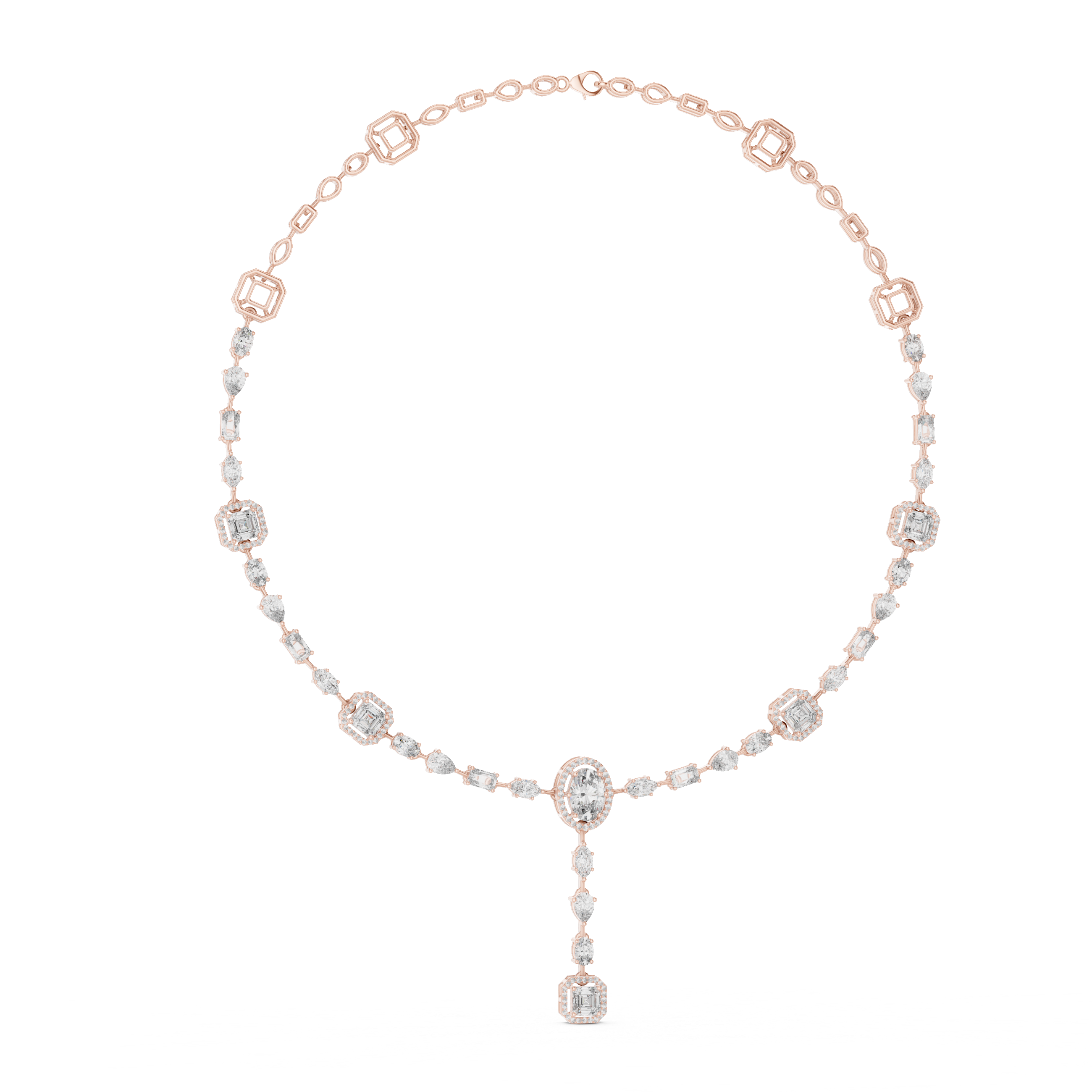 925 Silver Moissanite Drop Chain Necklace 14k Gold Plated