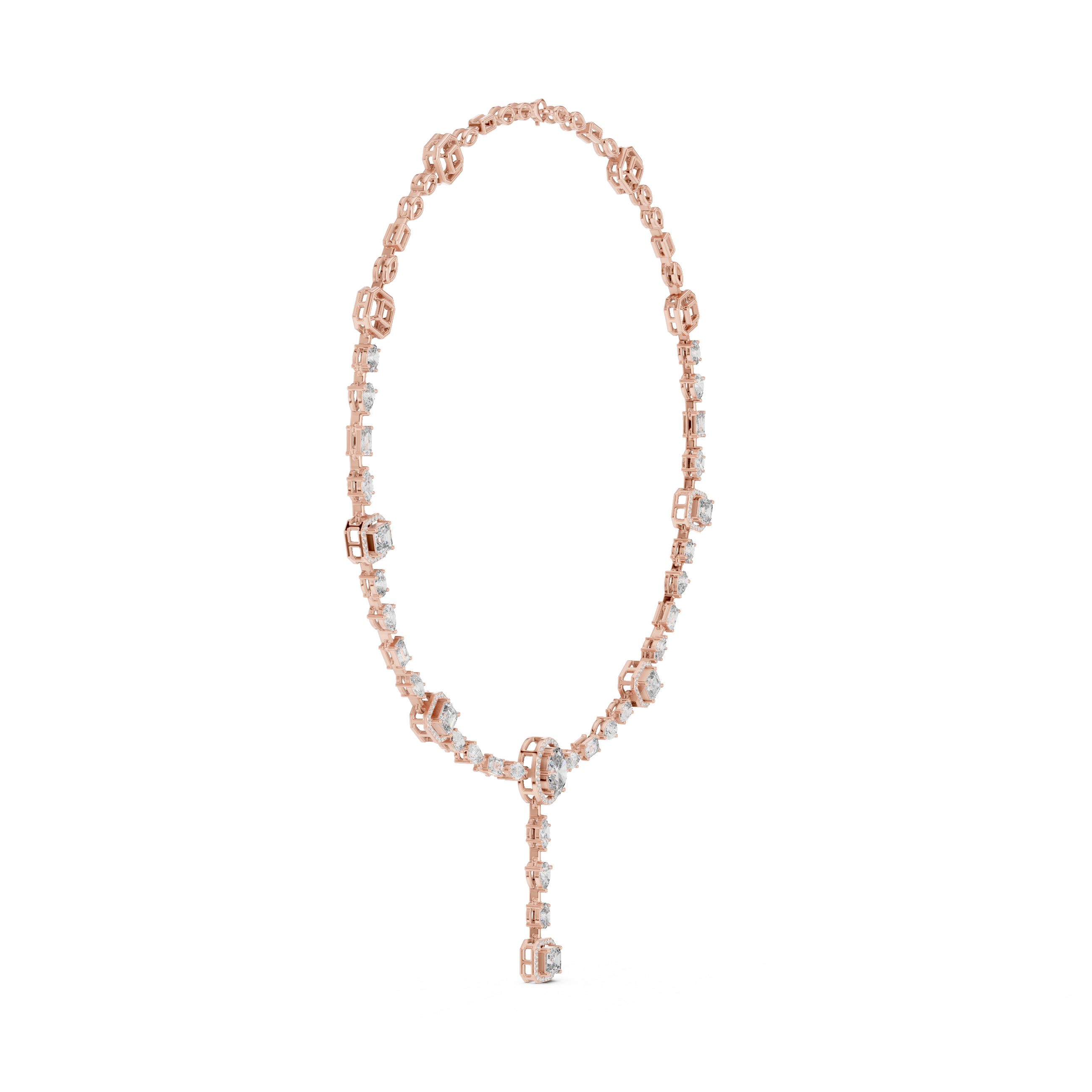 925 Silver Moissanite Drop Chain Necklace 14k Gold Plated