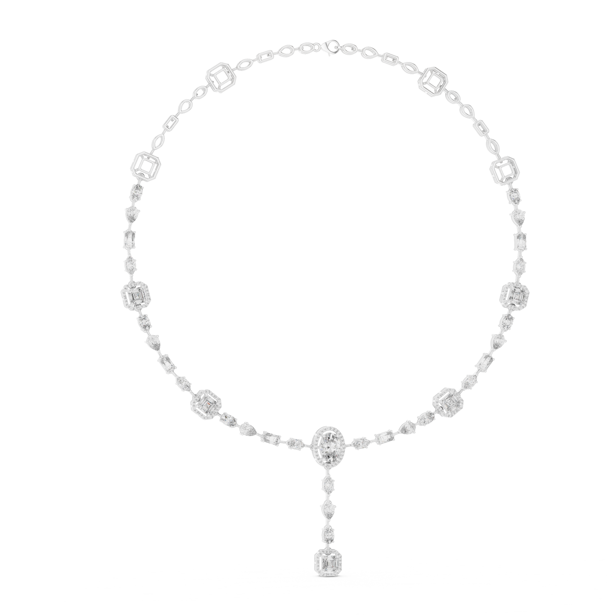 925 Silver Moissanite Drop Chain Necklace 14k Gold Plated