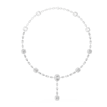 925 Silver Moissanite Drop Chain Necklace 14k Gold Plated