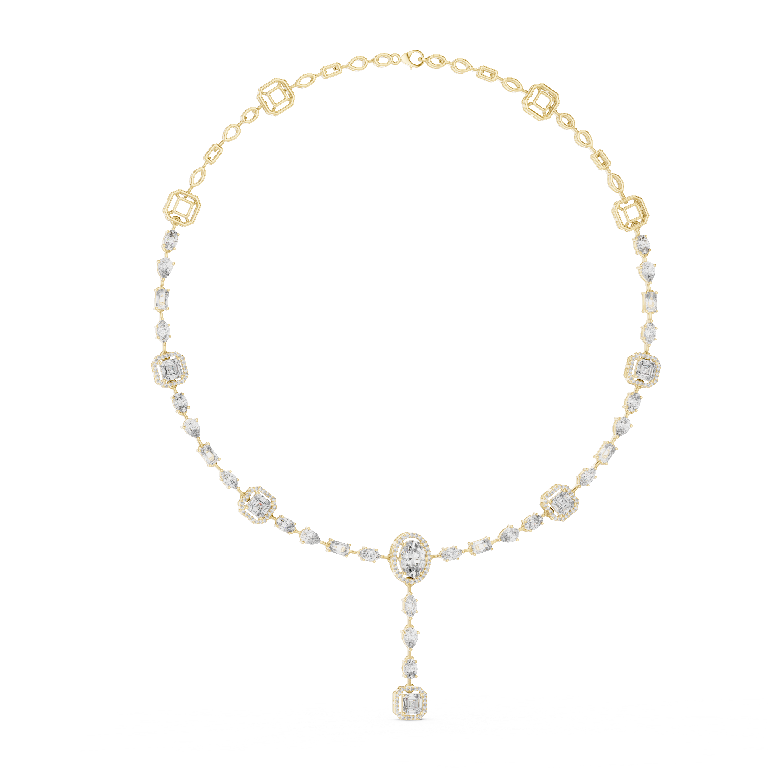 925 Silver Moissanite Drop Chain Necklace 14k Gold Plated