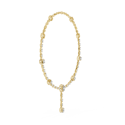 925 Silver Moissanite Drop Chain Necklace 14k Gold Plated