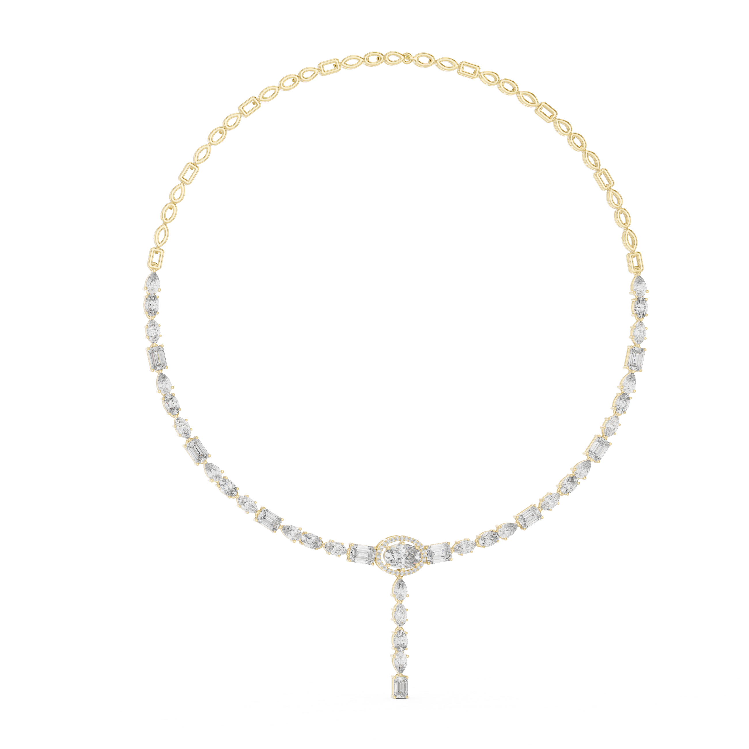925 Silver Moissanite Geometric Drop Necklace 14k Gold Plated