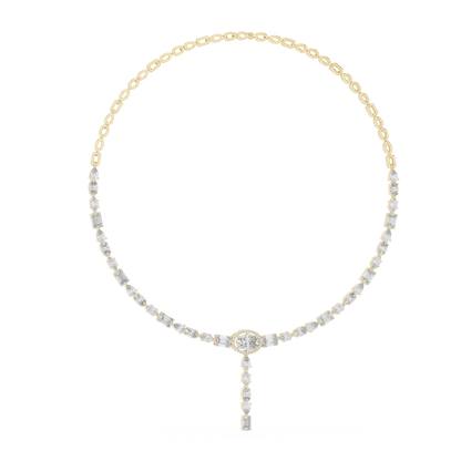 925 Silver Moissanite Geometric Drop Necklace 14k Gold Plated