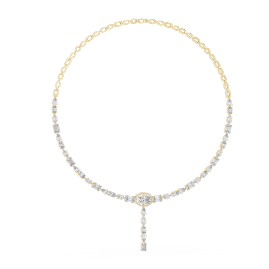 925 Silver Moissanite Geometric Drop Necklace 14k Gold Plated