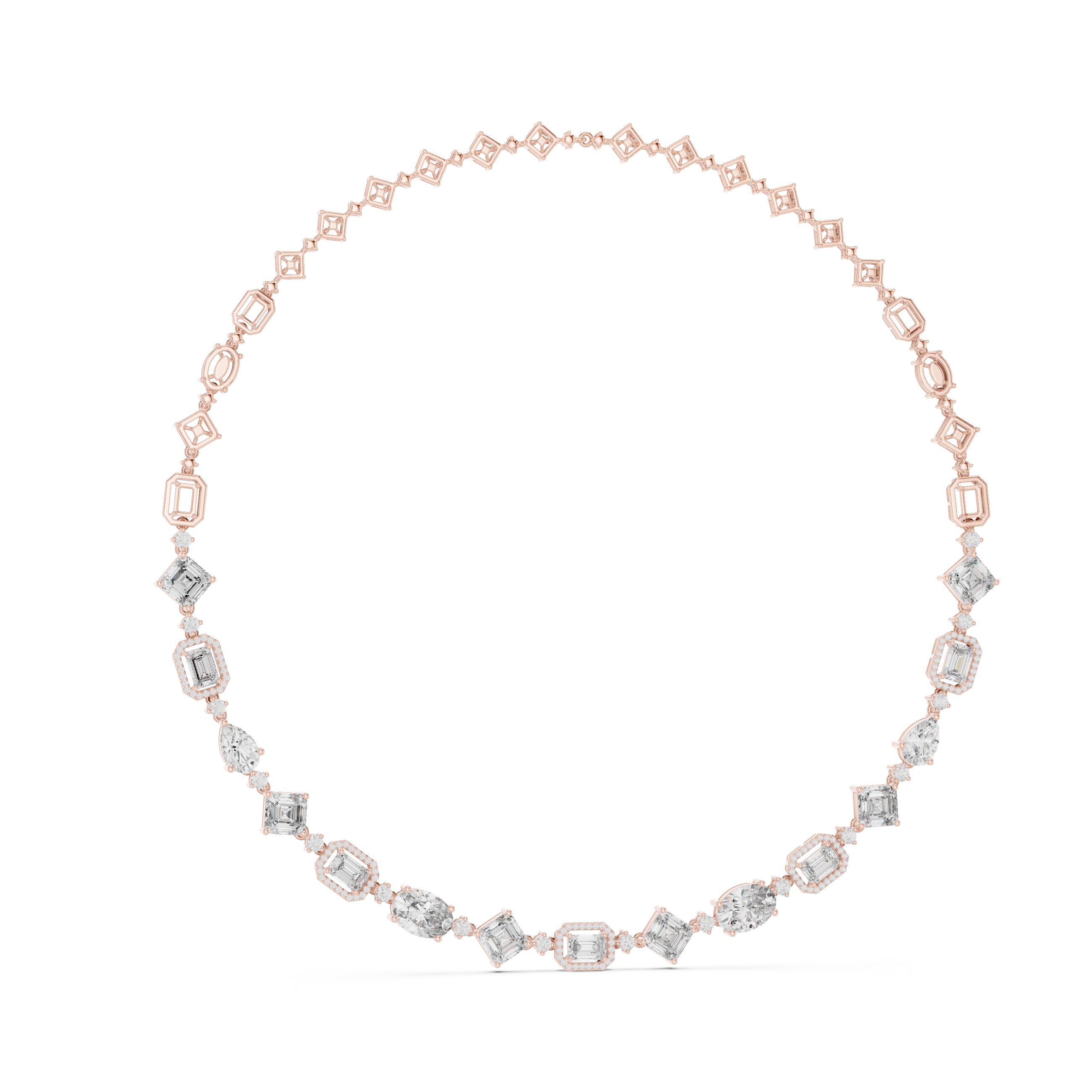 925 Silver Moissanite Mixed-Cut Halo Drop Necklace 14k Gold Plated