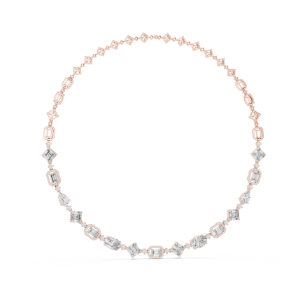 925 Silver Moissanite Mixed-Cut Halo Drop Necklace 14k Gold Plated