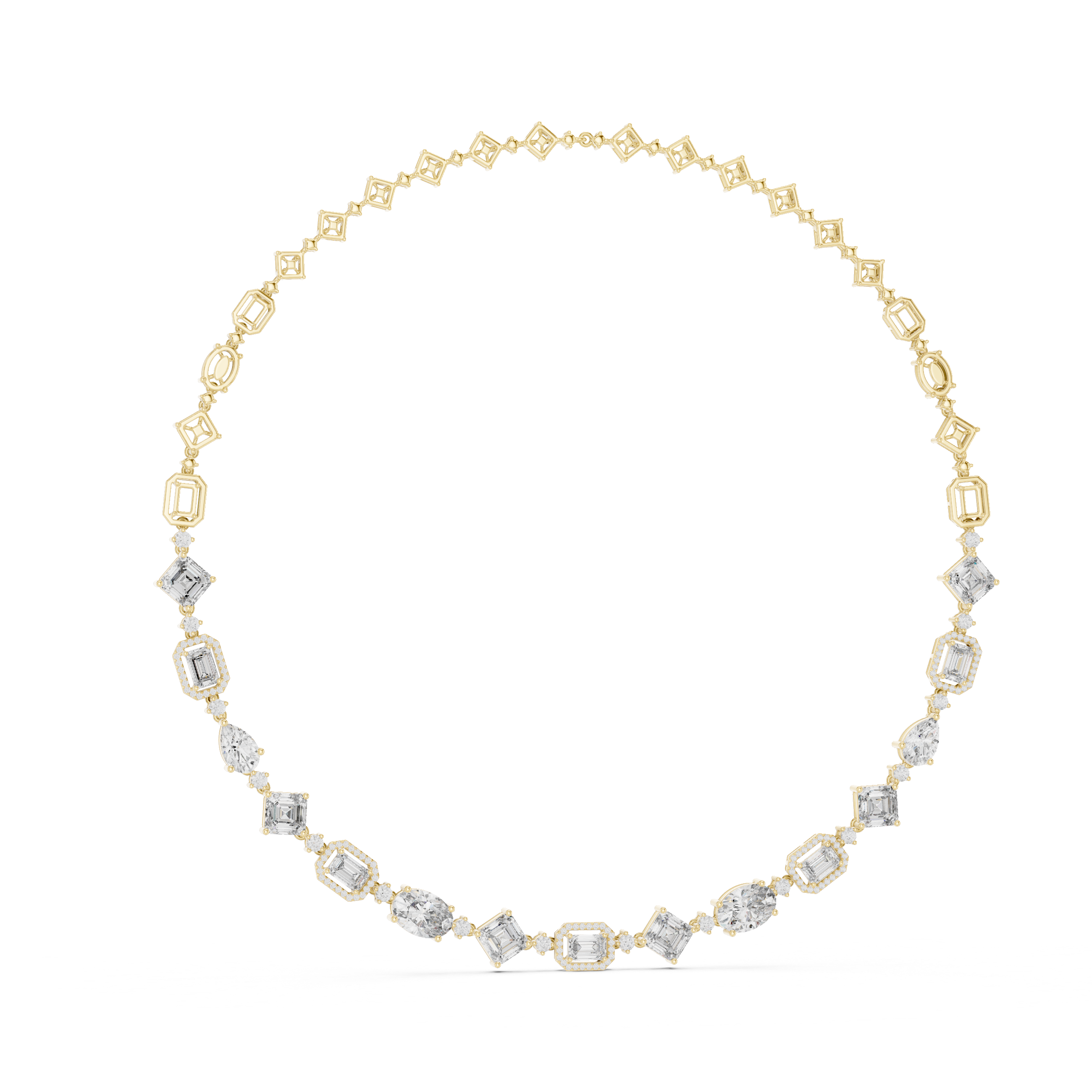 925 Silver Moissanite Mixed-Cut Halo Drop Necklace 14k Gold Plated