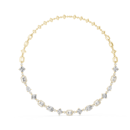 925 Silver Moissanite Mixed-Cut Halo Drop Necklace 14k Gold Plated