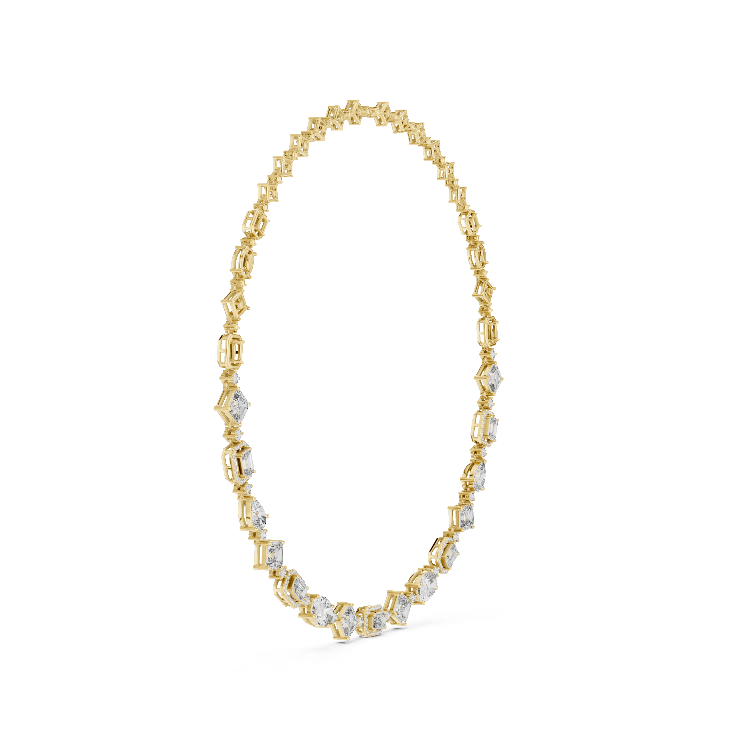 925 Silver Moissanite Mixed-Cut Halo Drop Necklace 14k Gold Plated