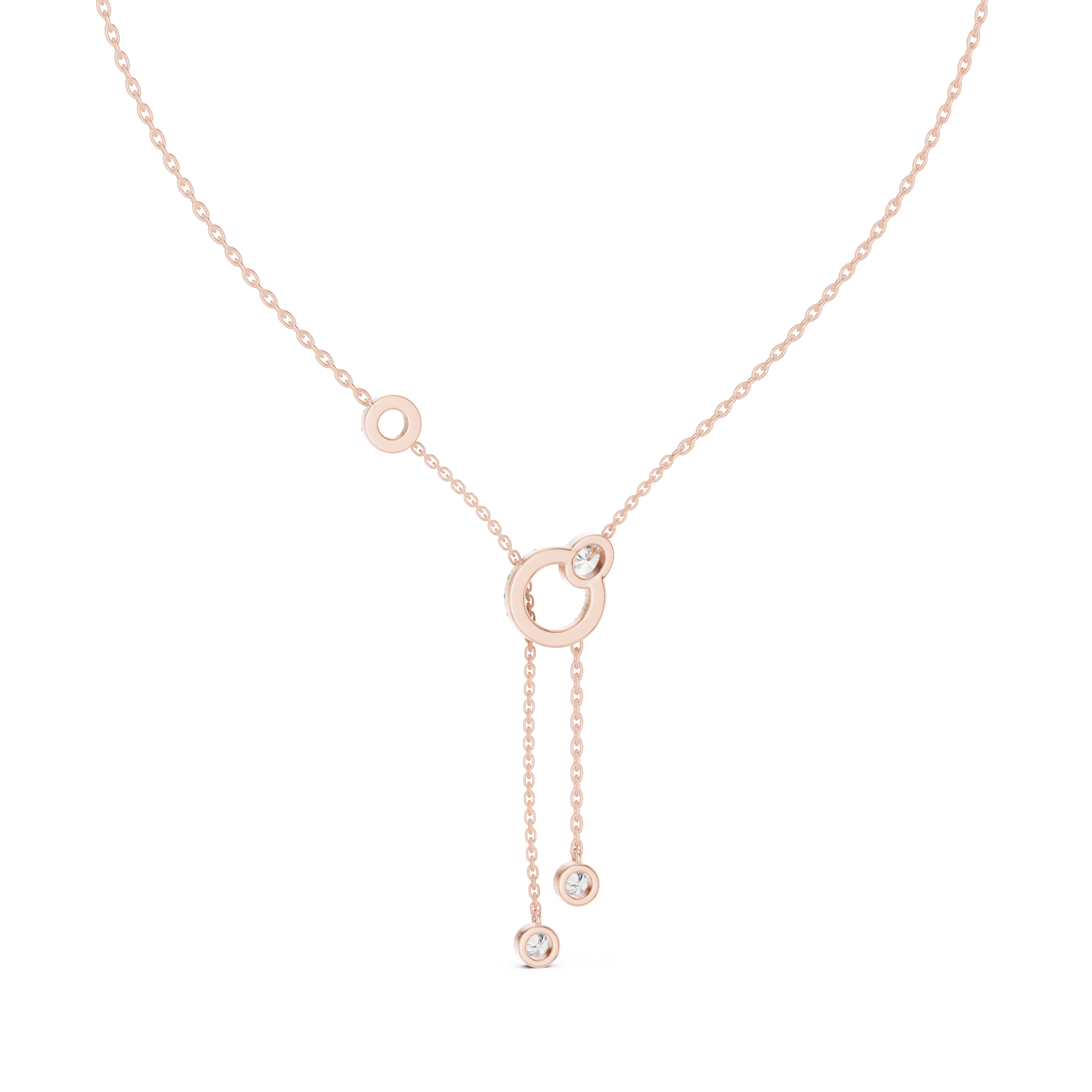 925 Silver Moissanite Circle Lariat Y-Drop Necklace 14K Gold Plated