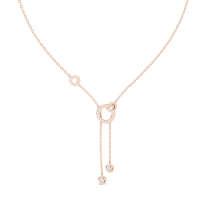 925 Silver Moissanite Circle Lariat Y-Drop Necklace 14K Gold Plated