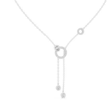 925 Silver Moissanite Circle Lariat Y-Drop Necklace 14K Gold Plated