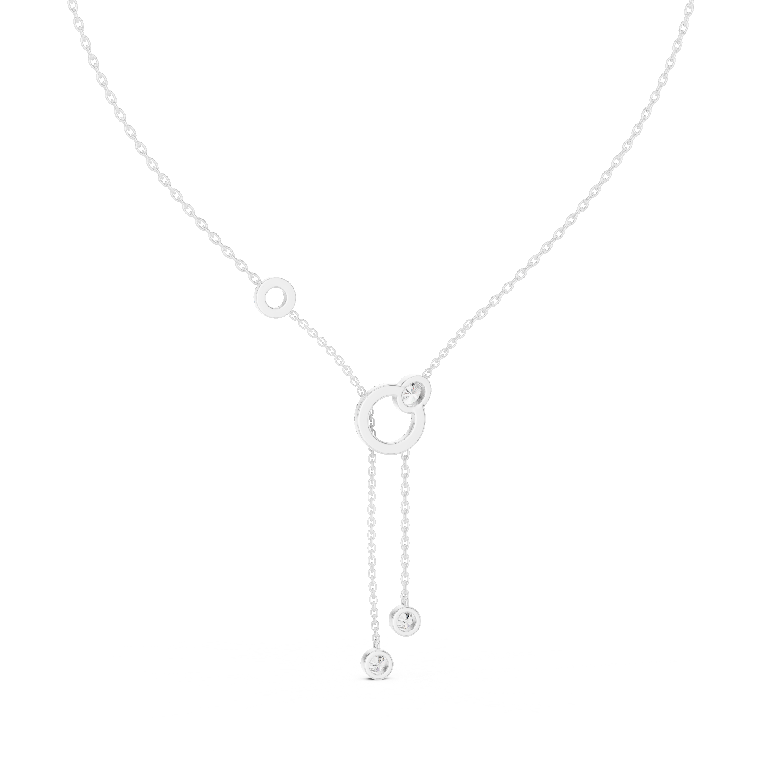 925 Silver Moissanite Circle Lariat Y-Drop Necklace 14K Gold Plated