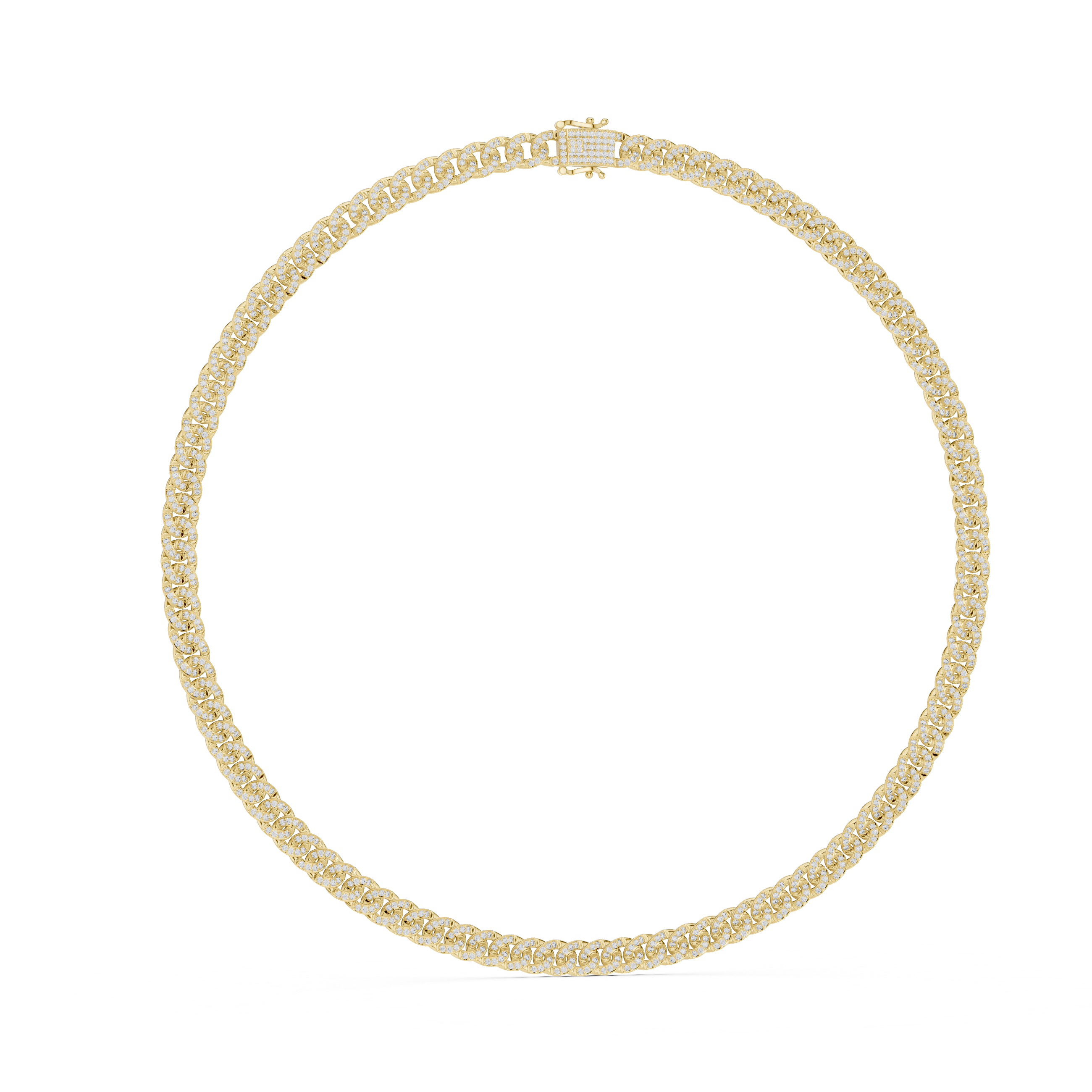 925 Silver Moissanite Pavé Cuban Link Chain Necklace 14k Gold Plated