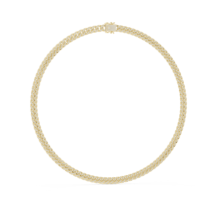 925 Silver Moissanite Pavé Cuban Link Chain Necklace 14k Gold Plated